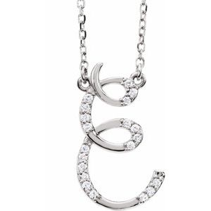 Ladies Natural Diamond Initial E Necklace (I1, G-H) — 14K White Gold