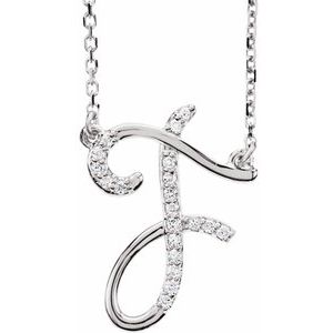 Ladies Natural Diamond Initial F Necklace (I1, G-H) — 14K White Gold
