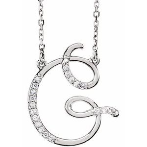Ladies Natural Diamond Initial G Necklace (I1, G-H) — 14K White Gold