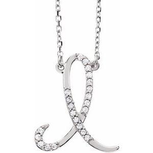 Ladies Natural Diamond Initial I Necklace (I1, G-H) — 14K White Gold