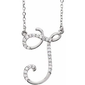 Ladies Natural Diamond Initial J Necklace (I1, G-H) — 14K White Gold