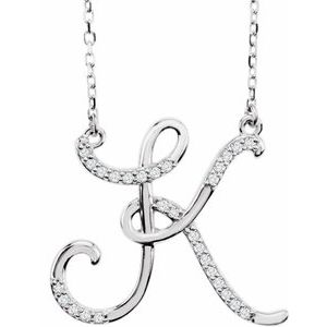 Ladies Natural Diamond Initial K Necklace (I1, G-H) — 14K White Gold
