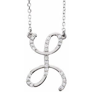 Ladies Natural Diamond Initial L Necklace (I1, G-H) — 14K White Gold