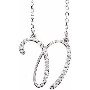 Ladies Natural Diamond Initial N Necklace (I1, G-H) — 14K White Gold