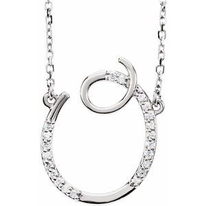 Ladies Natural Diamond Initial O Necklace (I1, G-H) — 14K White Gold