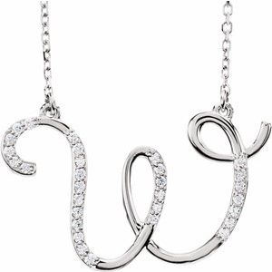 Ladies Natural Diamond Initial W Necklace (I1, G-H) — 14K White Gold