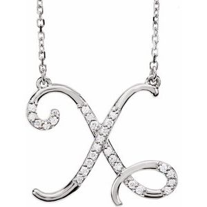 Ladies Natural Diamond Initial X Necklace (I1, G-H) — 14K White Gold