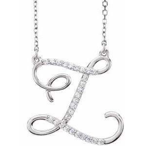 Ladies Natural Diamond Initial Z Necklace (I1, G-H) — 14K White Gold