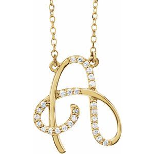 Ladies Natural Diamond Initial A Necklace (I1, G-H) — 14K Yellow Gold