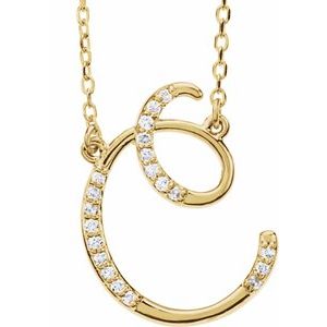 Ladies Natural Diamond Initial C Necklace (I1, G-H) — 14K Yellow Gold