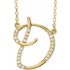 Ladies Natural Diamond Initial D Necklace (I1, G-H) — 14K Yellow Gold