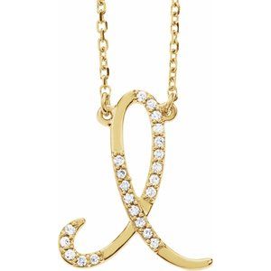Ladies Natural Diamond Initial I Necklace (I1, G-H) — 14K Yellow Gold