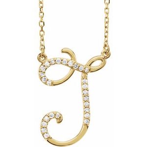 Ladies Natural Diamond Initial J Necklace (I1, G-H) — 14K Yellow Gold