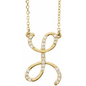 Ladies Natural Diamond Initial L Necklace (I1, G-H) — 14K Yellow Gold