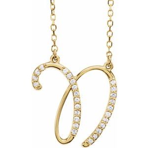 Ladies Natural Diamond Initial N Necklace (I1, G-H) — 14K Yellow Gold
