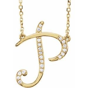 Ladies Natural Diamond Initial P Necklace (I1, G-H) — 14K Yellow Gold