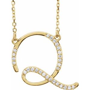 Ladies Natural Diamond Initial Q Necklace (I1, G-H) — 14K Yellow Gold