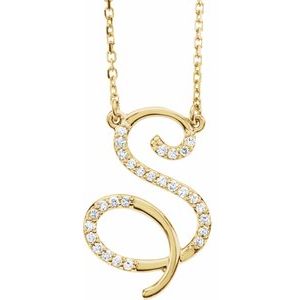 Ladies Natural Diamond Initial S Necklace (I1, G-H) — 14K Yellow Gold
