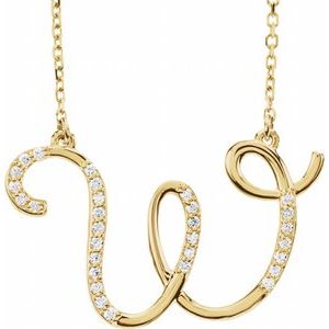 Ladies Natural Diamond Initial W Necklace (I1, G-H) — 14K Yellow Gold