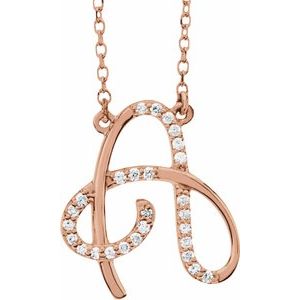 Ladies Natural Diamond Initial A Necklace (I1, G-H) — 14K Rose Gold