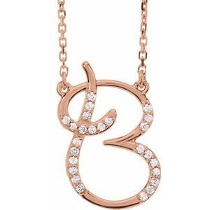 Ladies Natural Diamond Initial B Necklace (I1, G-H) — 14K Rose Gold