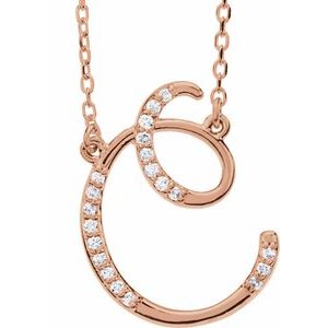 Ladies Natural Diamond Initial C Necklace (I1, G-H) — 14K Rose Gold