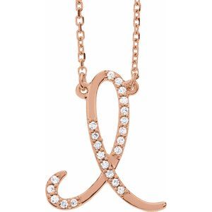 Ladies Natural Diamond Initial I Necklace (I1, G-H) — 14K Rose Gold