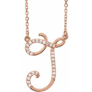 Ladies Natural Diamond Initial J Necklace (I1, G-H) — 14K Rose Gold