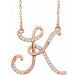 Ladies Natural Diamond Initial K Necklace (I1, G-H) — 14K Rose Gold