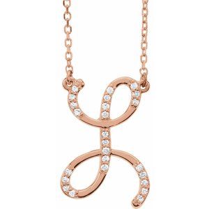 Ladies Natural Diamond Initial L Necklace (I1, G-H) — 14K Rose Gold