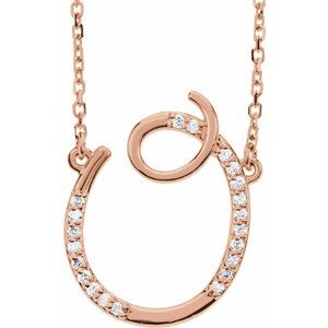 Ladies Natural Diamond Initial O Necklace (I1, G-H) — 14K Rose Gold