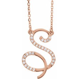 Ladies Natural Diamond Initial S Necklace (I1, G-H) — 14K Rose Gold