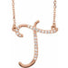 Ladies Natural Diamond Initial T Necklace (I1, G-H) — 14K Rose Gold