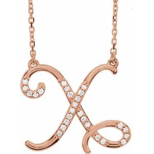 Ladies Natural Diamond Initial X Necklace (I1, G-H) — 14K Rose Gold