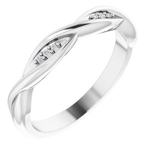 Ladies Natural Diamond Stackable Twisted Ring (I1, G-H) — 14K White Gold