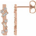 Ladies Natural Diamond Scattered Bar Earrings — 14K Rose Gold