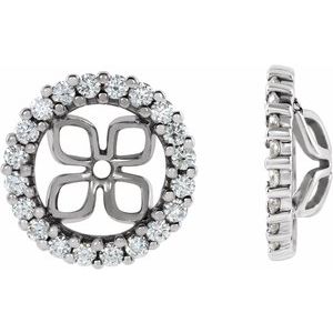 Ladies 8.5 mm ID Natural Diamond Earring Jackets — 14K White Gold