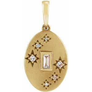Ladies Natural Diamond Celestial Pendant — 14K Yellow Gold