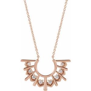 Ladies Natural Diamond Fan Necklace (I1, G-H) — 14K Rose Gold