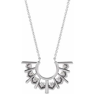 Ladies Natural Diamond Fan Necklace (Si2-Si3, G-H) — Platinum