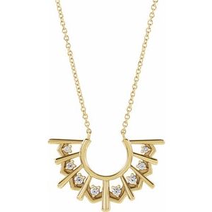 Ladies Natural Diamond Fan Necklace (I1, G-H) — 14K Yellow Gold
