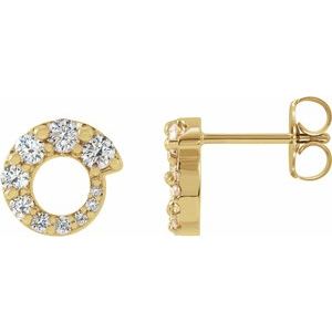Ladies Natural Diamond Graduated Circle Earrings — 14K Yellow Gold
