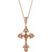 Ladies Natural Citrine Natural Diamond Cross Necklace (I1, G-H) — 14K Rose Gold