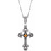 Ladies Natural Citrine Natural Diamond Cross Necklace (I1, G-H) — 14K White Gold