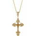 Ladies Natural Citrine Natural Diamond Cross Necklace (I1, G-H) — 14K Yellow Gold