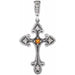 Ladies Natural Citrine Natural Diamond Cross Pendant (Si2-Si3, G-H) — Platinum