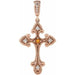 Ladies Natural Citrine Natural Diamond Cross Pendant (I1, G-H) — 14K Rose Gold