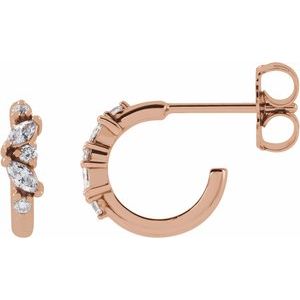 Ladies Natural Diamond Huggie Earrings — 14K Rose Gold