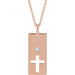 Ladies Natural Diamond Cross Bar Necklace (I1, G-H) — 14K Rose Gold