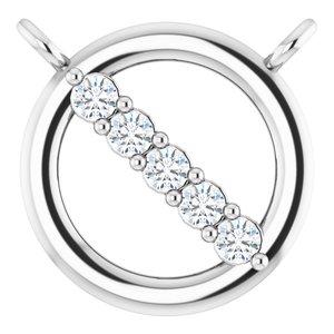 Ladies Natural Diamond Circle Necklace Center (I1, G-H) — Platinum